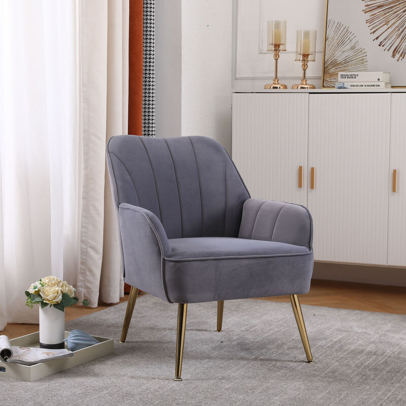 Modern Mid Century Chair Velvet Sherpa Armchair For Living Room Bedroom Office Easy Assemble