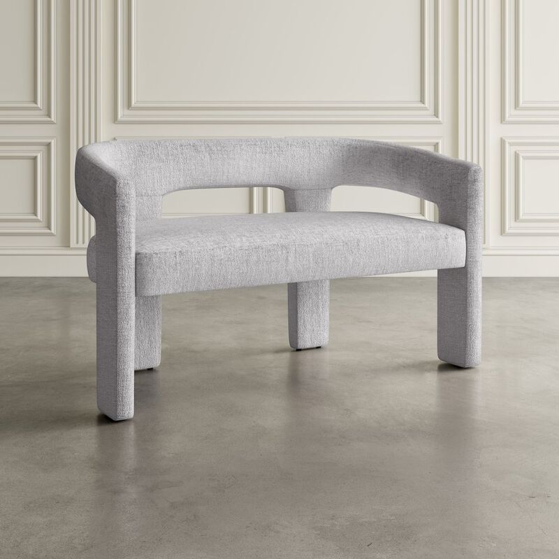 Jofran Gwen Modern Luxury Jacquard Fabric Upholstered Sculpture Bench