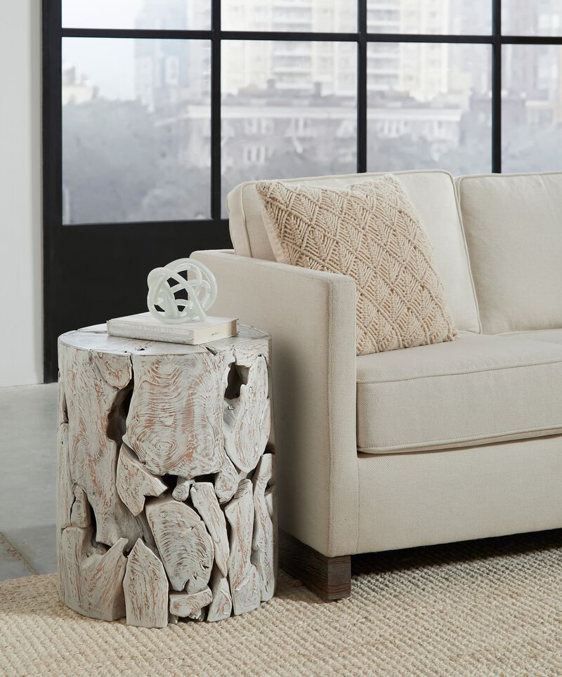 One Teak Slice Round End Table