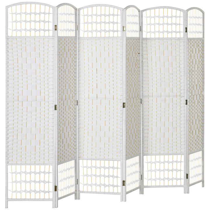 HOMCOM 6 Panel Folding Room Divider Privacy Screen Panel White 5.6 Ft