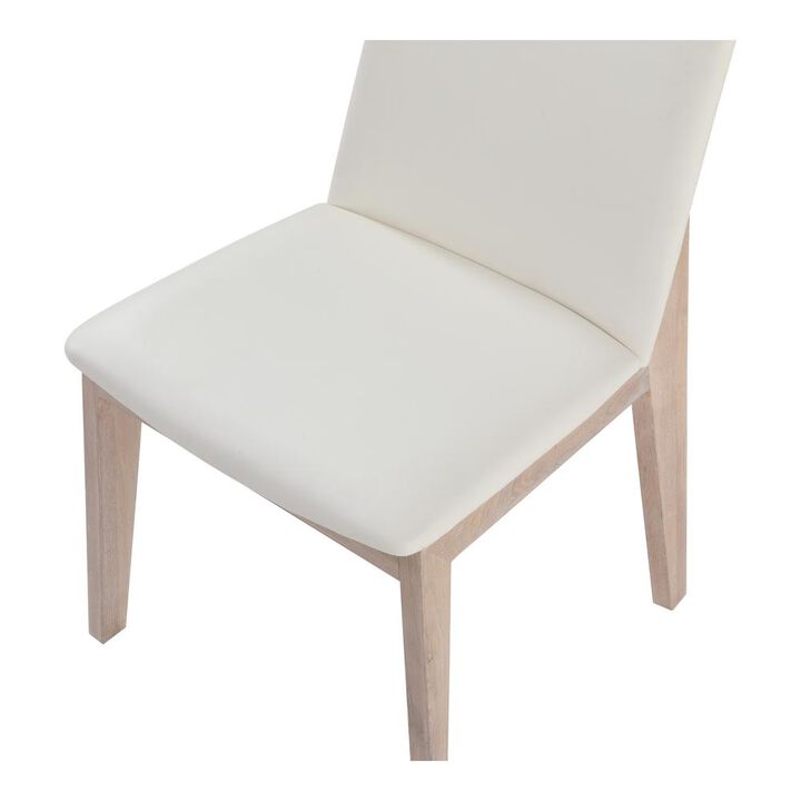 Moe's Home Collection Deco Oak Dining Chair White Pvc-Set Of Two