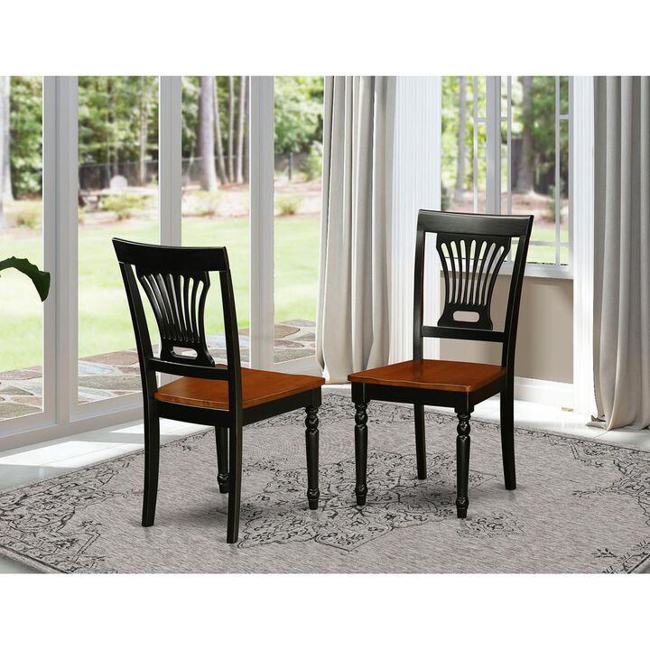 East West Furniture Plainville  Kitchen  dining  Chair  with  Wood  Seat  -  Black  &  Cherry  Finish.,  Set  of  2