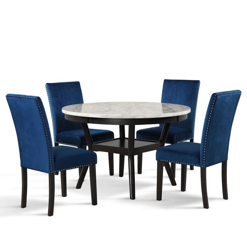 New Classic Furniture Furniture Celeste Faux Marble & Wood Dining Table in Espresso