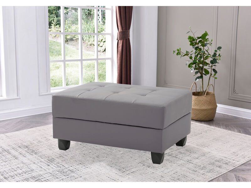 Nyla Gray Faux Leather Upholstered Storage Ottoman