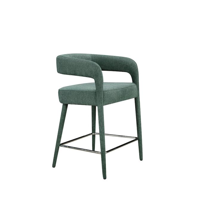 Galway Counter Chair in Teal Linen Fabric on Metal Frame