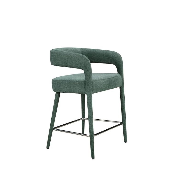 Galway Counter Chair in Teal Linen Fabric on Metal Frame