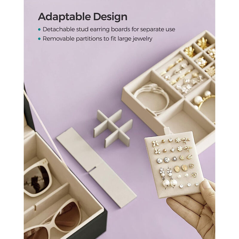 2-Layer Jewelry Box with Handle for Stylish and Portable Storage
