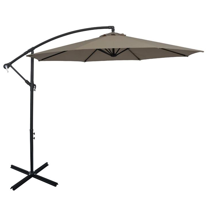 10 Feet Offset Umbrella with 8 Ribs Cantilever and Cross Base 10 Feet Offset Umbrella with 8 Ribs Cantilever and Cross Base