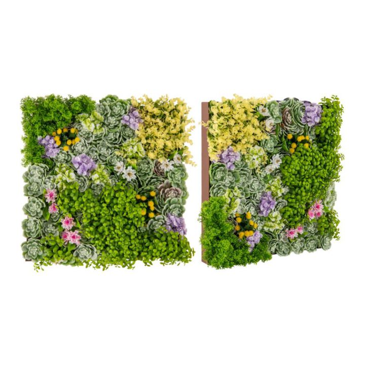 Hivvago 20" x 20" 3D Hanging Succulents with 10 Types of Mixed Faux Plants for Balcony Home