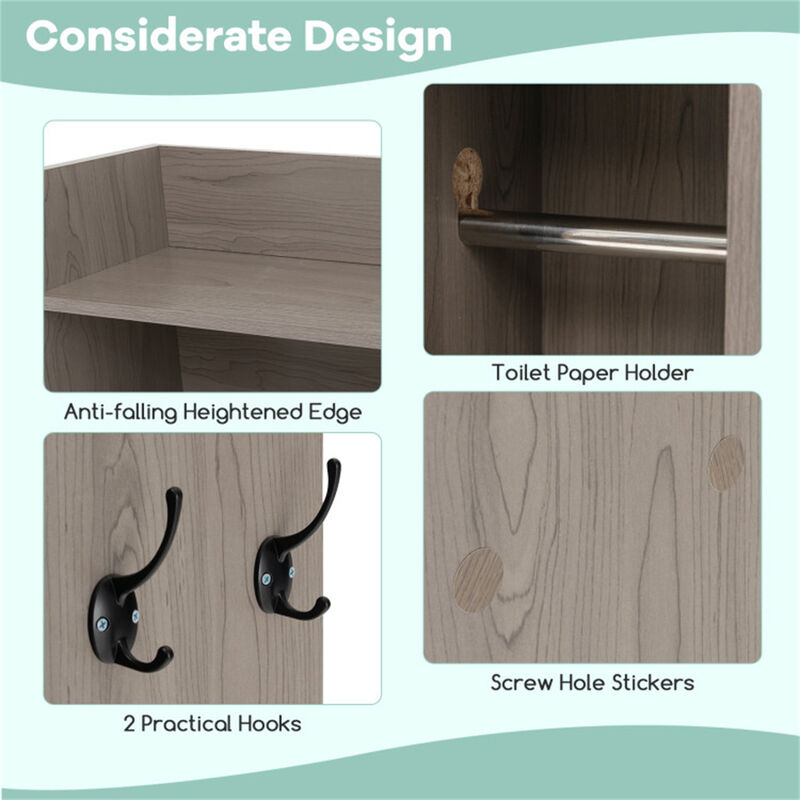Freestanding Toilet Storage Cabinet with Adjustable Shelves, Bathroom Organizer