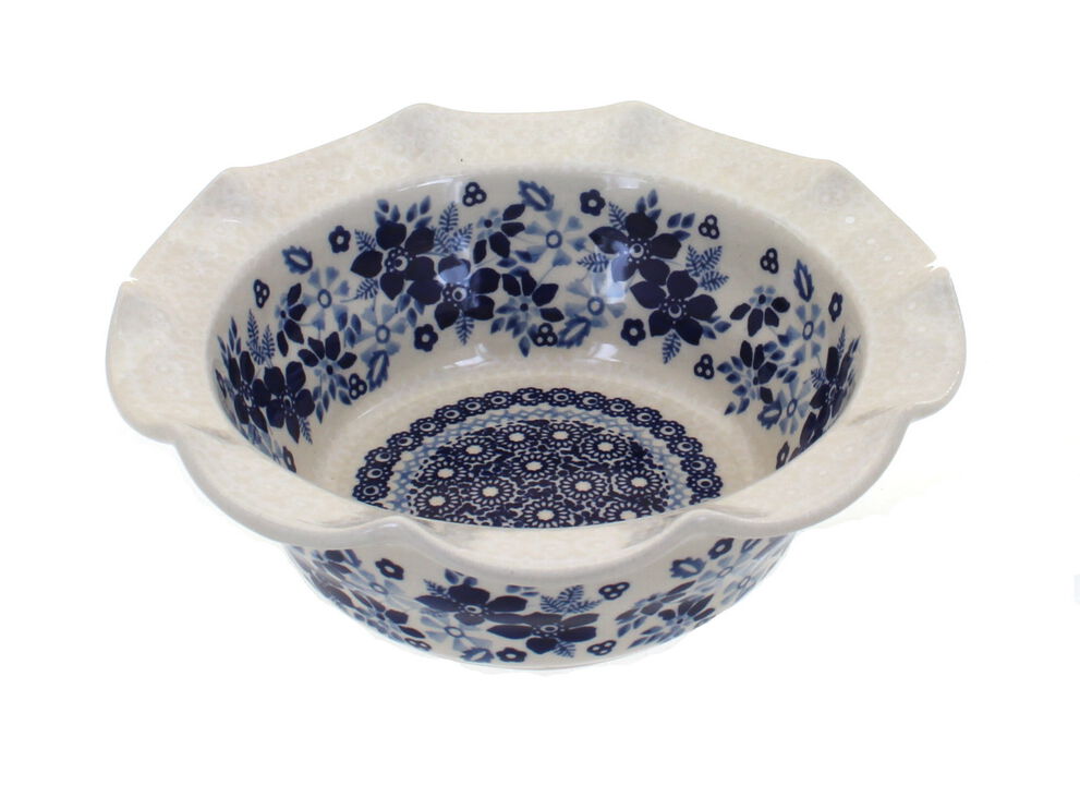 Blue Rose Polish Pottery Summer Vine Small Scallop Serving Dish