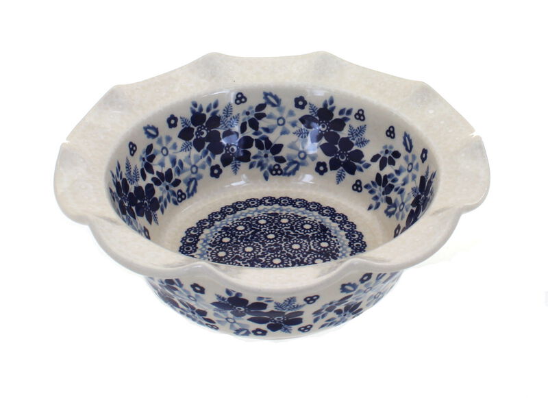 Blue Rose Polish Pottery Summer Vine Small Scallop Serving Dish