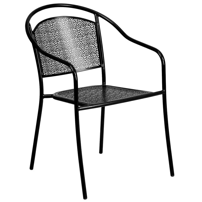Flash Furniture Commercial Grade 30" Round Black Indoor-Outdoor Steel Folding Patio Table Set with 4 Round Back Chairs