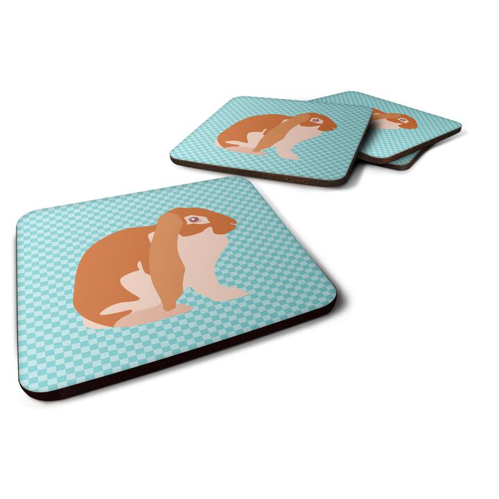 Caroline's Treasures English Lop Rabbit Blue Check Decorative Coasters, 3.5, Multicolor