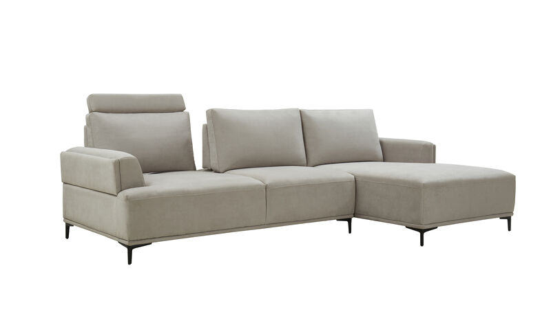 Pasargad Home Modern Lucca Sectional Sofa with Push Back Functional, Right Facing Chaise, Beige