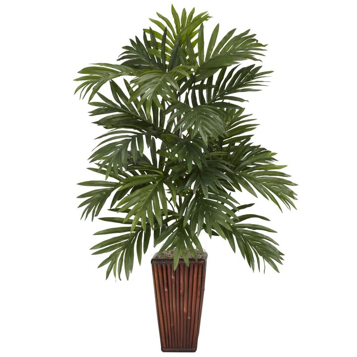 Nearly Natural Areca Palm w/Bamboo Vase Silk Plant Nearly Natural Areca Palm w/Bamboo Vase Silk Plant