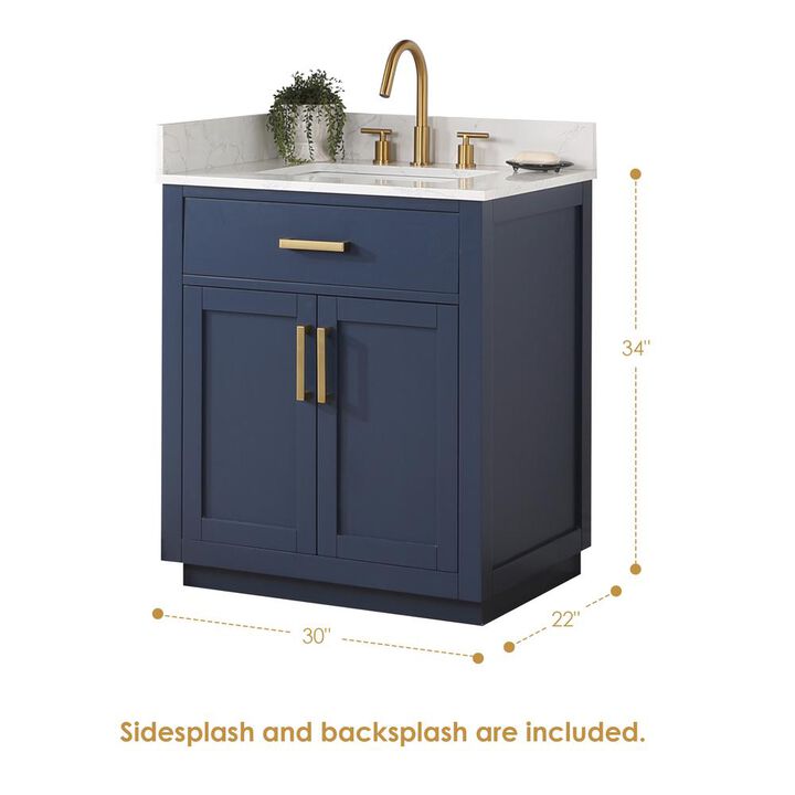 Altair 30 Single Bathroom Vanity in Royal Blue without Mirror