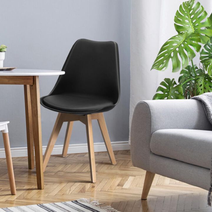 Hivvago Set of 4 Modern High Backrest Dining Chairs with Wooden Legs