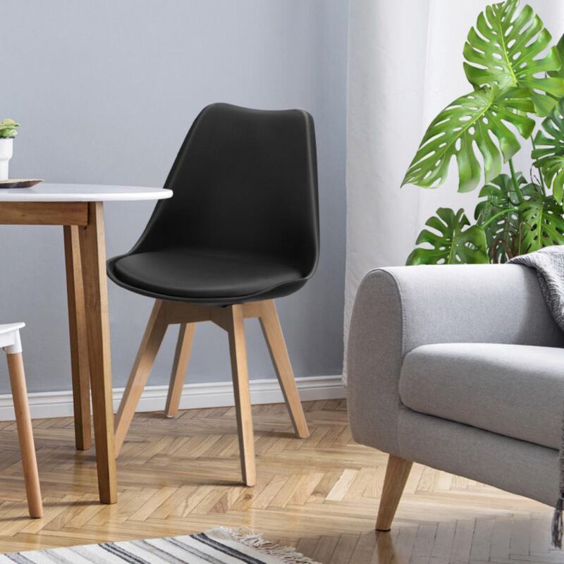 Hivvago Set of 4 Modern High Backrest Dining Chairs with Wooden Legs