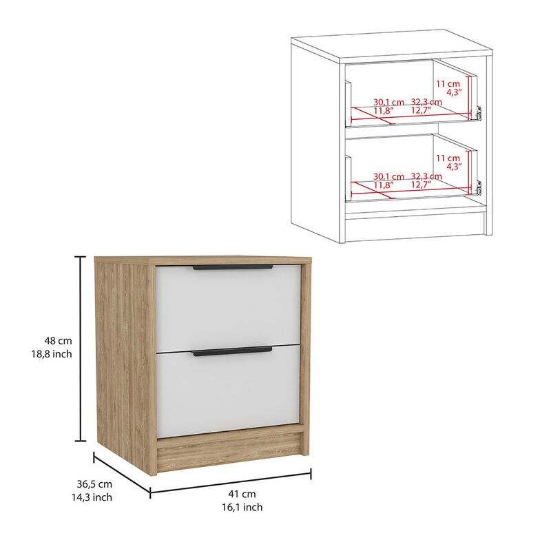 Nightstand Cervants, Bedroom, White / Pine