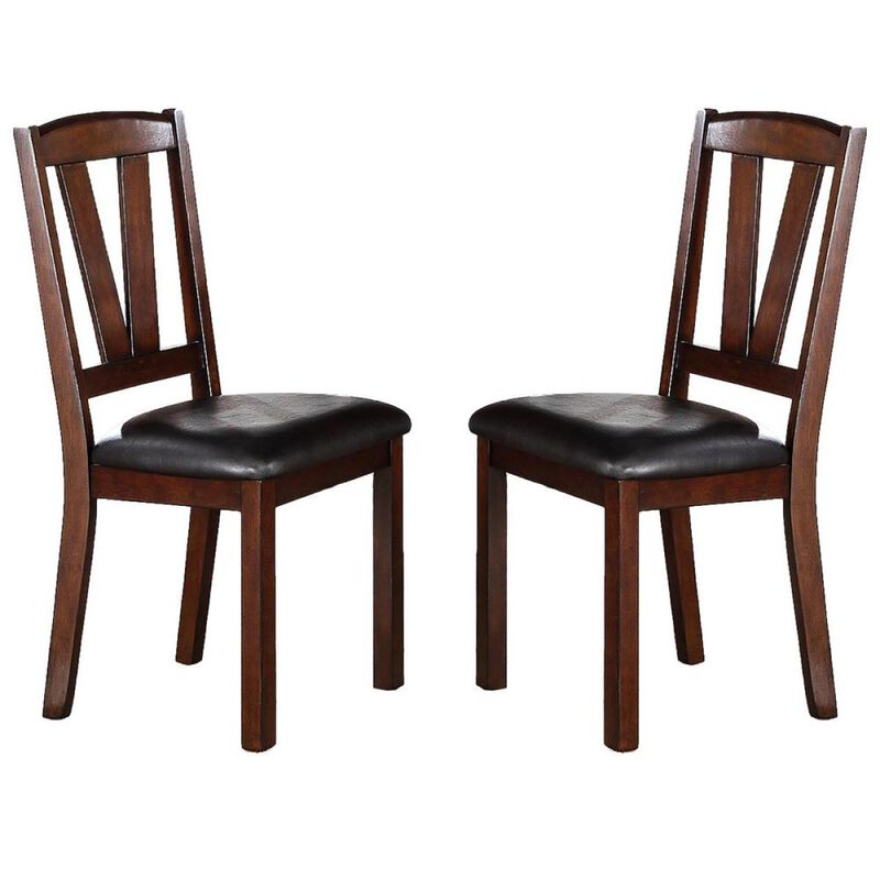Dark Walnut Wood Framed Back Set Of 2 Dining Chairs Breakfast Kitchen Cushion Seats
