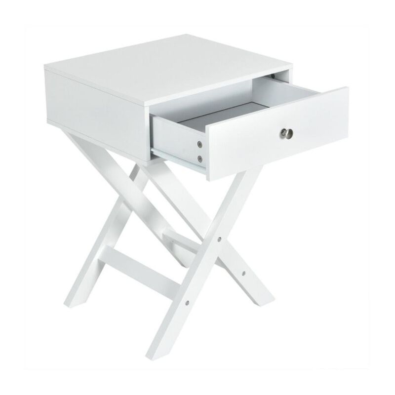 Hivvago Modern X-Shaped Nightstand with Drawer for Living Room Bedroom