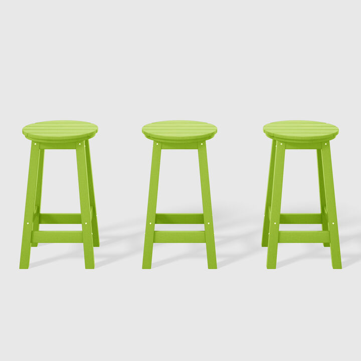 WestinTrends 24" HDPE Outdoor Patio Round Counter Height Bar Stool Set of 3