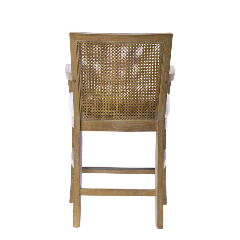 Gracie Mills Damian Solid wood frame Cane Back Counter Bar Stool
