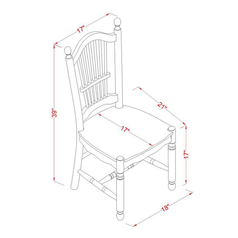 East West Furniture Dover  Dining  Room  Chairs  With  Wood  Seat  -  Finished  in  Buttermilk  and  Cherry,  Set  of  2