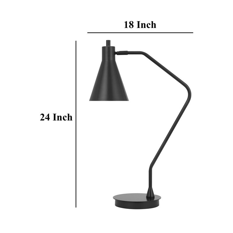 Sty 24 Inch Task Table Lamp, Swivel Gray Shade, Angled Thin Metal Pole - Benzara