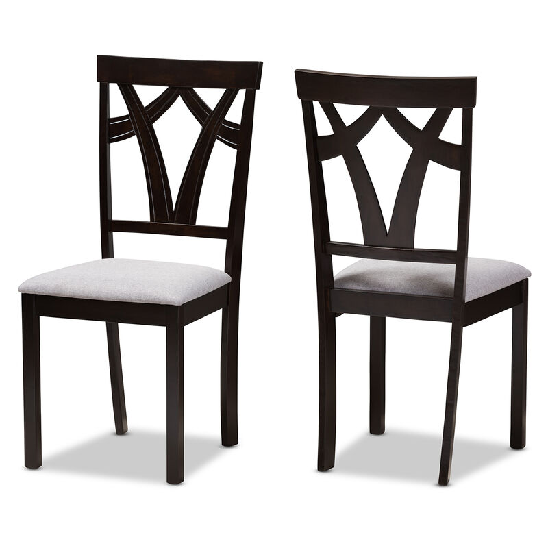 Baxton Studio Sylvia Modern Grey Fabric Upholstered Dining Chairs Set of 2