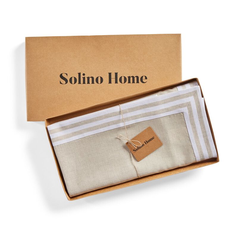 Solino Home 100% Pure Linen Table Throw 52 x 52 Inch | Mila for Thanksgiving, Christmas