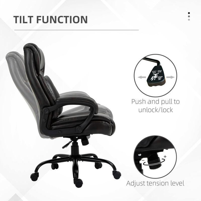 Brown Executive Comfort: 400lbs High Back PU Leather Ergonomic Chair