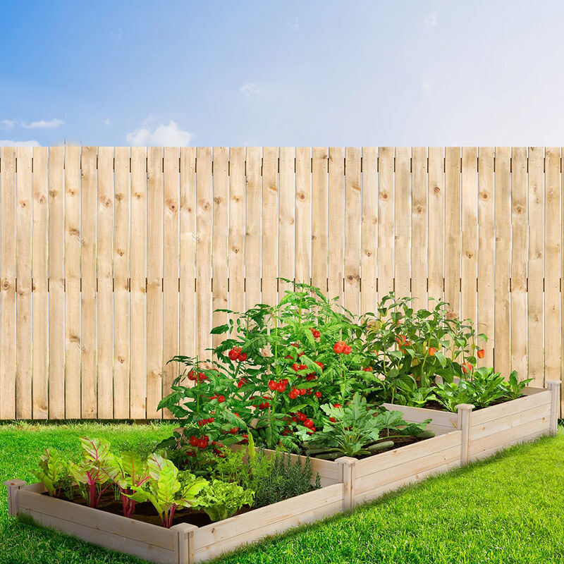 QuikFurn Farmhouse Pine Wood Raised Garden Bed 4 ft x 12 ft -