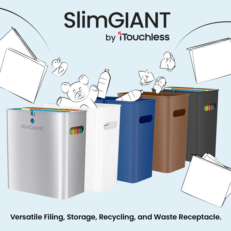 iTouchless 4.2 Gallon / 16 Liter SlimGiant Blue Wastebasket (2-Pack)