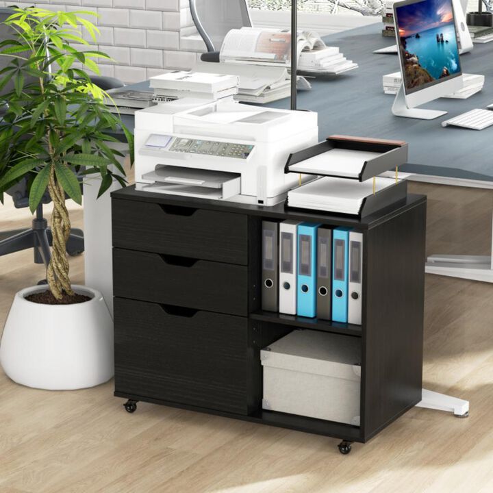 Hivvago 3-Drawer File Cabinet with Adjustable Shelf and Wheels for Letter
