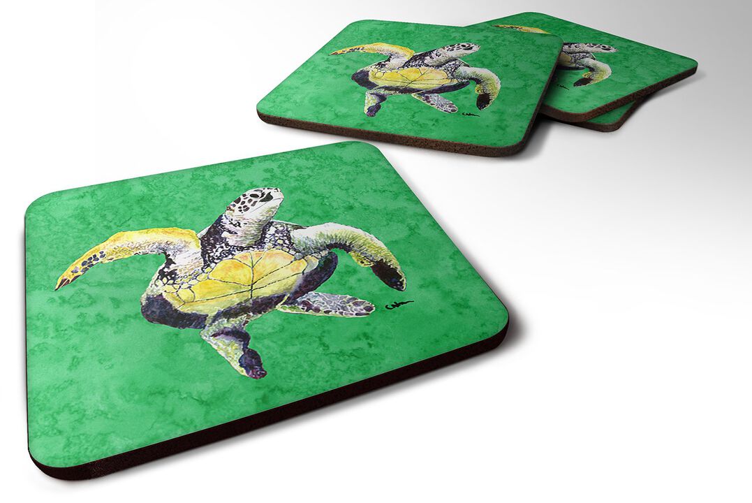 Caroline's Treasures 8671FC Turtle Foam Coasters (Set of 4), 3.5 H x 3.5 W, Multicolor