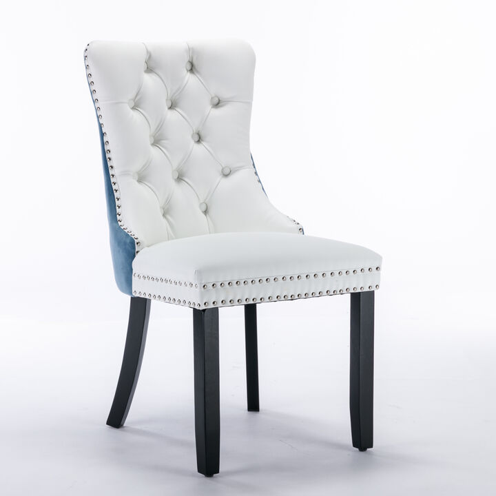 High-end Contemporary Dining Chair Set, White+Light Blue