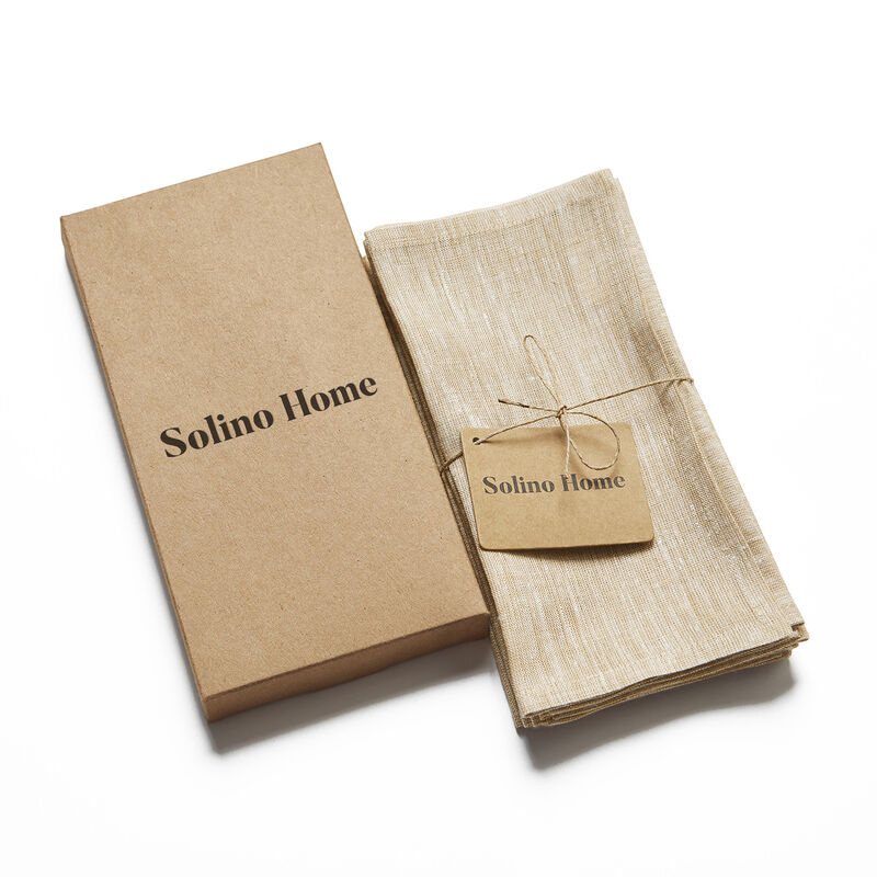 Solino Home 100% Pure Linen Cocktail Napkins Set of 12 | Athena