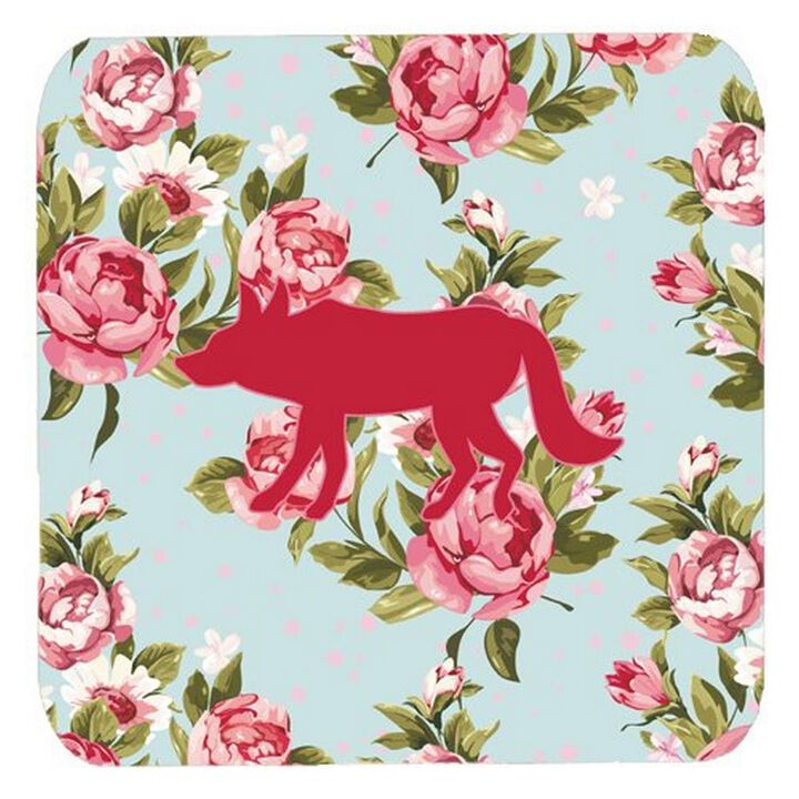 Caroline's Treasures BB1123-RS-BU-FC Wolf Shabby Chic Blue Roses Foam Coasters (Set of 4), 3.5 H x 3.5 W, Multicolor