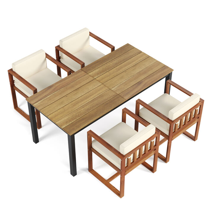 Merax Patio Dining Table and Chairs Outdoor Dining Set for 4 Person