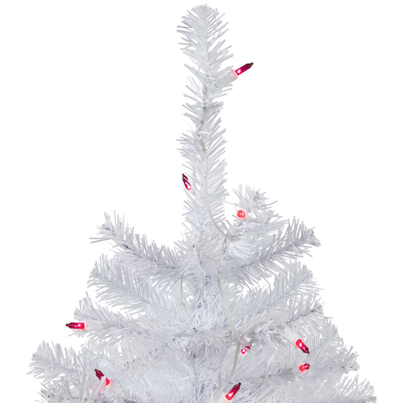 2' Pre-Lit Woodbury White Pine Slim Artificial Christmas Tree  Pink Lights