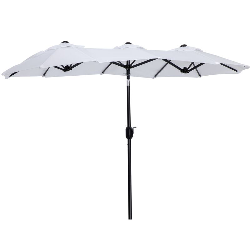 Pure White Patio Shade: 9.5' Double-Sided Umbrella with Tilt Crank