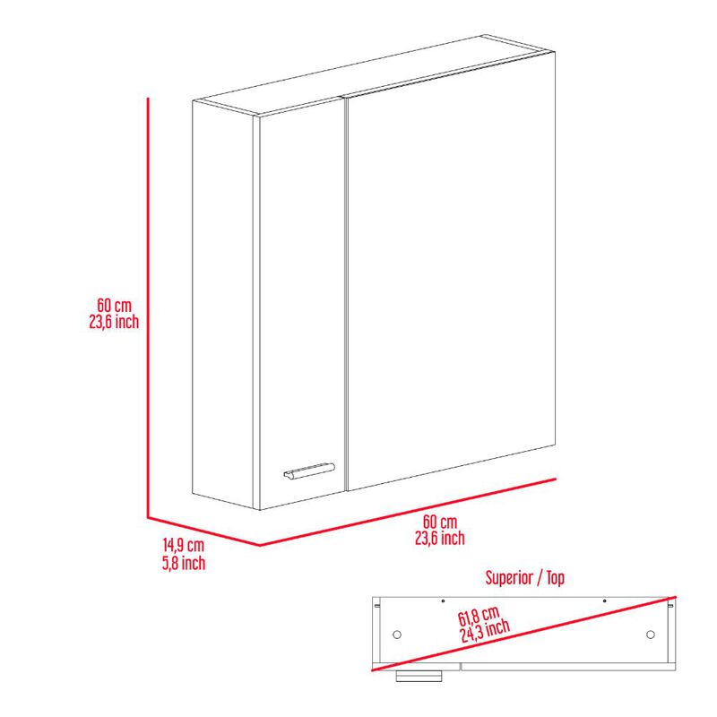 DEPOT E-SHOP Harbor Medicine Double Door Cabinet,Four Interior Shelves, Black