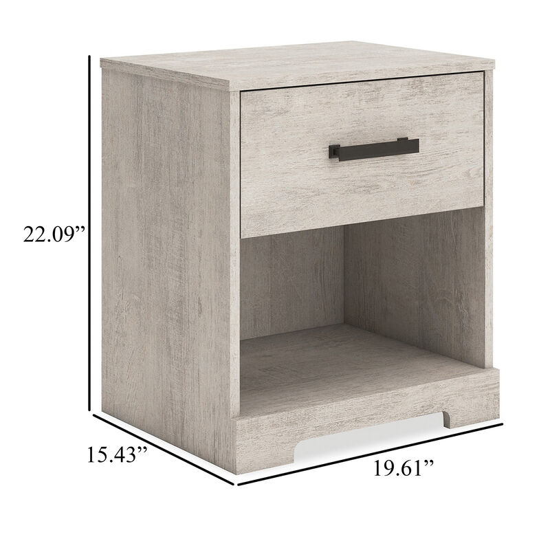 Shawn Nightstand, 1 Drawer and 1 Shelf, Light Gray Wood, 20 Inch - Benzara