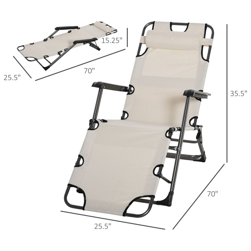 Outdoor Relaxation: Adjustable Footrest Lounge Chair with Pillow
