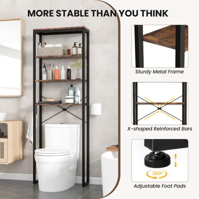 Hivvago 4-Tier Freestanding Over the Toilet Storage Rack-Rustic Brown