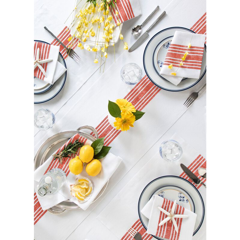 Solino Home 100% Pure Linen Striped Dinner Napkins 20 x 20 Inch Set of 4 | Farmhouse