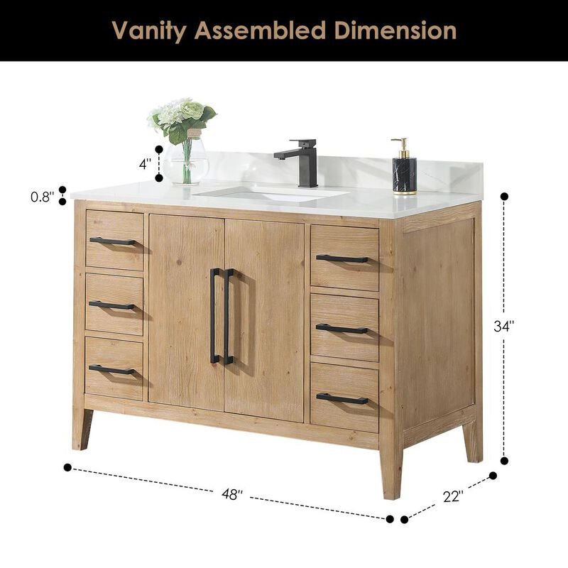 Altair Single Bathroom Vanity in Weathered Fir with Stone Countertop without Mirror