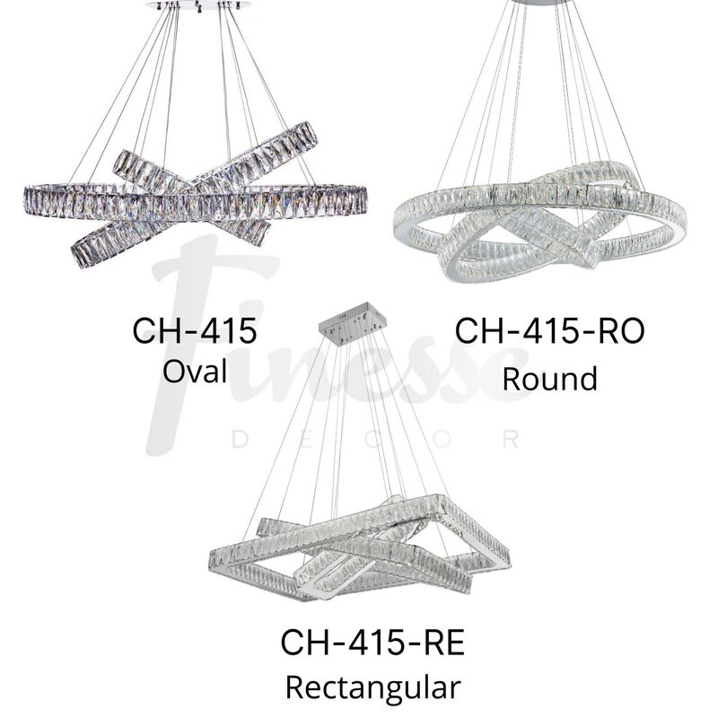 Crystal Elegance Chandelier Chrome Crystal Integrated LED 3 Rings